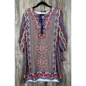 NWT Urban Coco Shift Dress Size Large Boho Tunic Tassels Stretchy‎ Knee Length